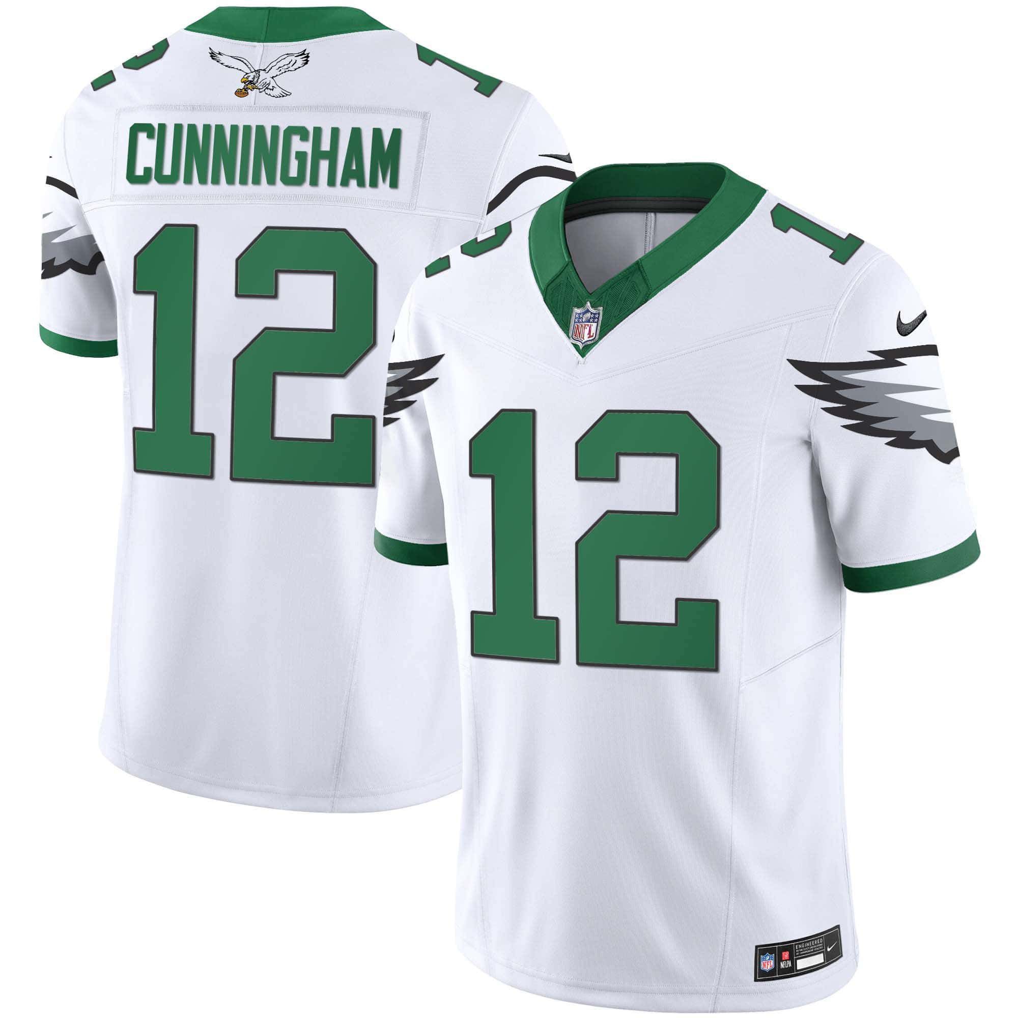 Men Philadelphia Eagles 12 Cunningham White 2024 Nike Vapor Limited NFL Jersey